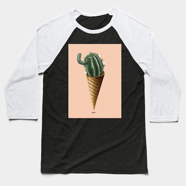 Cactus Ice Cream Baseball T-Shirt by maxcode